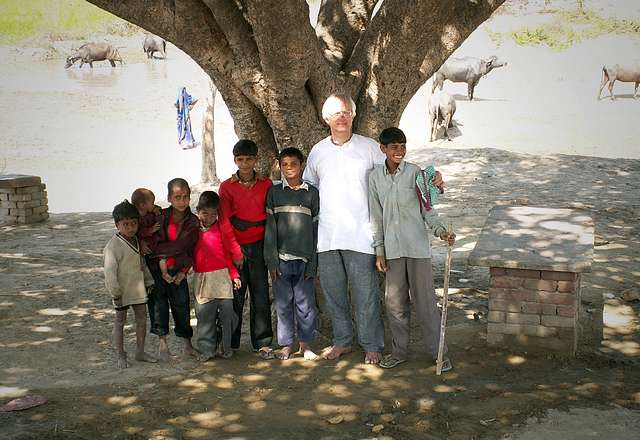 Jagadananda Dasji and local kids